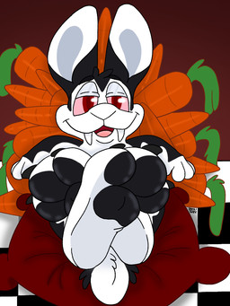 anthro barefoot claws fangs feet feet_crossed foot_fetish foot_focus foot_play fur hair looking_at_viewer male nude open_mouth pawpads paws simple_background smile solo teeth toes tongue jackbaphomet bunnicula_(series) bunnicula bat lagomorph leporid mammal rabbit vampire 3:4 digital_media_(artwork)