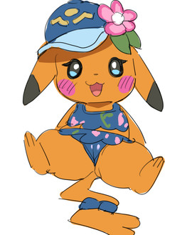 camel_toe clothing female feral hat headgear headwear sun_hat swimwear rinrin_(pixiv) game_freak nintendo pokemon pokemon_winds_and_waves ms._wavychu generation_1_pokemon pikachu pokemon_(species) 2026 hi_res