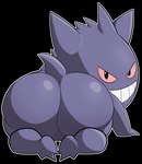 anthro big_butt butt fur grin looking_at_viewer looking_back male presenting red_eyes simple_background smile solo teeth transparent_background pheanir nintendo pokemon generation_1_pokemon gengar mammal pokemon_(species) 2022 alpha_channel digital_media_(artwork) hi_res