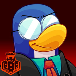 anthro black_clothing black_jacket black_topwear blue_body blue_clothing blue_shirt blue_skin blue_topwear clothing collared_shirt eyewear glasses gradient_background jacket logo male necktie red_necktie round_glasses shirt simple_background solo topwear ymuy club_penguin gary_the_gadget_guy avian bird penguin 1:1 bust_portrait portrait