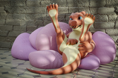 anthro anus blue_eyes brick_wall claws detailed_background digitigrade female fingering fingering_self floor holding_leg horizontal_anus legs_up lying masturbation nude on_back open_mouth penetration pillow sitting solo tail tile tile_floor vaginal vaginal_fingering vaginal_masturbation vaginal_penetration wall_(structure) white_claws veo ruby_(veo) kobold lizard reptile scalie 3:2 3d_(artwork) digital_media_(artwork) hi_res