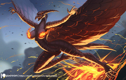 anthro breasts claws crossgender female horn looking_at_viewer non-mammal_breasts nude solo wings alanscampos godzilla_(series) toho rodan_(toho) kaiju monster prehistoric_species pterosaur reptile scalie 2025 hi_res