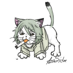 cigarette cigarette_in_mouth clothed clothed_female clothing dipstick_tail female female_feral feral feralized fur glistening glistening_eyes grey_hair hair markings messy_hair object_in_mouth raised_tail shirt shitpost smoking smoking_cigarette solo tail tail_markings topwear whiskers white_body white_fur azasidor chainsmoker_cat yaniko_satou_(chainsmoker_cat) 2026 digital_drawing_(artwork) digital_media_(artwork) icon meme