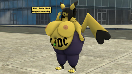 anthro big_breasts bottomwear breasts claws cleavage cleft_tail clothed clothing dusk_ball female flip_flops footwear heart_tail huge_breasts navel nipples overweight pants pokeball sandals shoes solo tail text thick_thighs topless wide_hips yellow_body queenofthekabuto ac/dc nintendo pokemon generation_1_pokemon mammal pikachu pokemon_(species) rodent 16:9 3d_(artwork) digital_media_(artwork) english_text hi_res shaded soft_shading widescreen