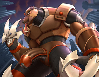 anthro armor biped blade bladed_weapon brown_body claws erection fingers genitals gnasher_wolvrend_(thatredhusky) half-erect hand_lick humanoid_genitalia humanoid_penis licking looking_at_viewer machine male melee_weapon muscular nude open_mouth penis smile solo teeth tongue tongue_out weapon growingdragon nairim rollwulf capcom mega_man_(series) mega_man_x_(series) fan_character android animal_humanoid gulonine humanoid mammal mammal_humanoid maverick_(mega_man) mustelid mustelid_humanoid musteline musteline_humanoid robot wolverine wolverine_humanoid absurd_res digital_media_(artwork) hi_res