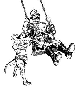 anthro belt belt_buckle belt_pouch boots buckle chain claws clothing duo facial_hair female footwear key male male/female mustache overalls police police_uniform pushing romantic shoes smile swing tail teeth teeth_showing toe_claws uniform wood postto deadlock_(game) european_mythology greek_mythology mythology valve vyper_(deadlock) warden_(deadlock) gorgon human mammal reptile scalie snake hi_res monochrome traditional_media_(artwork)