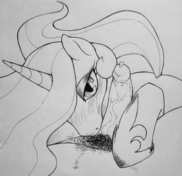 bestiality blush bodily_fluids duo faceless_character faceless_male female feral first_person_view genital_fluids genitals horn human_on_feral humanoid_genitalia humanoid_penis interspecies looking_at_viewer male male/female male_pov penis precum pubes solo_focus vein veiny_penis wings perrox friendship_is_magic hasbro my_little_pony mythology princess_celestia_(mlp) equid equine human mammal mythological_creature mythological_equine winged_unicorn 2026 absurd_res hi_res monochrome traditional_media_(artwork)