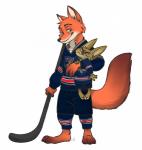 anthro duo hockey male russian simple_background sport standing white_background vetrofroza disney zootopia finnick_(zootopia) nick_wilde canid canine fennec_fox fox mammal red_fox true_fox 2016 full-length_portrait hi_res portrait