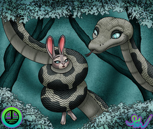 anthro coiled_up coiling coiling_another duo female feral forked_tongue fur grey_body grey_fur hypnosis hypnotic_eyes mind_control paws plant rabbit_ears scales size_difference tongue tree lol20 ordeperv_arts disney the_jungle_book zootopia judy_hopps kaa_(jungle_book) kaa_(jungle_book_2016) european_rabbit lagomorph leporid mammal oryctolagus rabbit reptile scalie snake hi_res