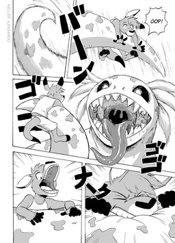ambiguous_gender anthro biped bite black_sclera bodily_fluids claws comic_panel duo feral long_tongue male open_mouth quadruped saliva speech_bubble surprised tail tail_bite tail_in_mouth tail_motion tail_whip teeth_showing text throat tongue tongue_out kellerkangaroo keller_kangaroo amphibian aquatic axolotl kangaroo macropod mammal marsupial mole_salamander salamander 2023 comic hi_res monochrome