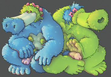 bare_chest blue_body blue_fur duo flaccid fur fuzzy genitals glans green_body green_fur male mascot nipple_hair not_furry penis pink_glans simple_background sitting unusual_anatomy unusual_genitalia unusual_penis ravuer philly_phanatic slyly alien humanoid hi_res brother_(lore) brothers_(lore) sibling_(lore)