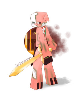 1_eye ambiguous_gender anthro bone bottomwear clothed clothing exposed_bone exposed_muscle fingers gold_(metal) golden_sword holding_melee_weapon holding_object holding_weapon hooved_fingers hooves lava loincloth looking_at_viewer melee_weapon missing_eye simple_background skull skull_head solo spines standing sword text the_nether_(minecraft) three-quarter_view weapon white_background hakobune microsoft minecraft mojang xbox_game_studios domestic_pig mammal piglin suid suine sus_(pig) undead zombie zombified_piglin 2018 3:4 artist_name digital_drawing_(artwork) digital_media_(artwork) full-length_portrait hi_res portrait signature