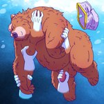 anthro balls belly brown_body brown_fur eyes_closed fur genitals grope group kemono male moob_grab moob_grope moobs nipples overweight overweight_male penis solo_focus underwater water gadoran bear mammal 1:1 2017