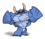 2021 3_toes alien anthro areola arm_markings biceps biped black_eyes blue_body blue_claws blue_fur blue_nose cartoonjunkie claws disney experiment_(lilo_and_stitch) featureless_crotch feet flexing front_view fur grin head_tuft leg_markings lilo_and_stitch looking_at_viewer male markings muscular muscular_anthro muscular_male nipples notched_ear pecs pink_areola pink_nipples sharp_teeth simple_background smile stitch_(lilo_and_stitch) teeth toe_claws toes tuft white_background