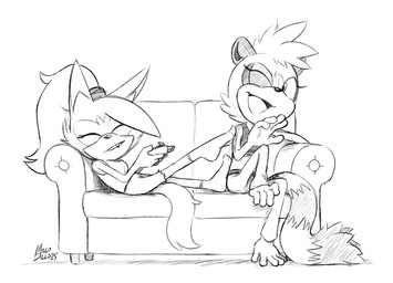 anthro barefoot clothing controller duo feet female female_anthro footwear furniture game_controller hair plantigrade ponytail prehensile_feet socks sofa toes mellodillo idw_publishing sega sonic_the_hedgehog_(comics) sonic_the_hedgehog_(idw) sonic_the_hedgehog_(series) tangle_the_lemur whisper_the_wolf canid canine canis lemur mammal primate ring-tailed_lemur strepsirrhine wolf monochrome sketch