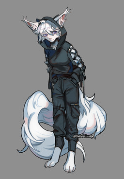4_toes albino anthro barefoot black_clothing bottomwear bow_(feature) bow_ribbon bow_topwear cheek_tuft claws clothed clothing digitigrade eyebrows eyelashes facial_tuft feet female fluffy fluffy_tail fully_clothed fur furgonomic_headwear furgonomics grey_background hair hood_up long_tail pants purple_eyes ribbon_clothing short_hair simple_background smile solo tail text toe_claws toes tuft white_body white_eyebrows white_eyelashes white_fur white_hair white_tail stellalectorem albi_sqirl mammal rodent sciurid tree_squirrel 2026 artist_name digital_media_(artwork) hi_res shaded signature