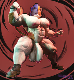 5_fingers abs anthro arm_tattoo balls biceps big_balls big_muscles big_pecs big_penis black_hair bracelet brown_clothing brown_footwear brown_shoes circumcised clothing fingers fist flexing footwear footwear_only fur genitals hair humanoid_genitalia humanoid_penis jewelry male mostly_nude multicolored_body multicolored_fur multicolored_hair muscular muscular_anthro muscular_arms muscular_legs muscular_male navel nipples nude_anthro nude_male orange_body orange_fur orange_hair pecs penis pink_nipples shoes shoes_only solo tail tattoo white_body white_fur vapormakes camseven_(modeler) epic_games fortnite meowscles purradise_meowscles calico_cat domestic_cat felid feline felis mammal 2026 3d_(artwork) digital_media_(artwork) hi_res