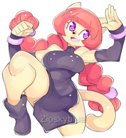 anthro armlet braided_hair female fur hair purple_eyes smile smiling_at_viewer solo tail yellow_body yellow_fur zipskyblue kyoko_(zipskyblue) felid feline mammal hi_res