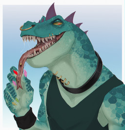 anthro clothing colored_nails facial_piercing long_tongue male nails neck_piercing nose_piercing nose_ring piercing ring_piercing shirt simple_background solo tank_top teeth tongue tongue_out tongue_piercing topwear chillingsmite goat_(movie) sony_corporation sony_pictures modo_olachenko komodo_dragon lizard monitor_lizard reptile scalie digital_drawing_(artwork) digital_media_(artwork) headshot_portrait hi_res portrait
