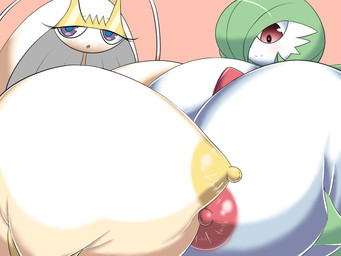 antennae_(anatomy) anthro areola big_breasts blue_pupils breast_play breast_squish breasts breasts_frottage collaborative collaborative_sex collaborative_titfuck female group hand_on_breast huge_breasts hyper hyper_breasts male nipples nude open_mouth pink_areola pink_nipples pupils purple_eyes red_areola red_eyes red_nipples sex simple_background smile squish tan_background titfuck trio white_body yellow_areola yellow_nipples norio_(pheromosa_times) nintendo pokemon gardevoir generation_3_pokemon generation_7_pokemon humanoid pheromosa pokemon_(species) ultra_beast 4:3 digital_media_(artwork) shaded