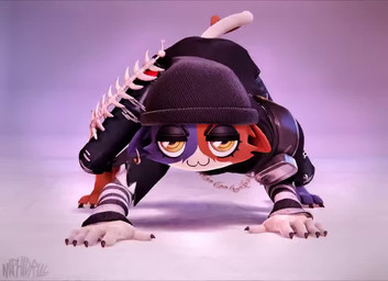 :3 animal_ears animal_nose anthro black_clothing black_headwear black_shirt black_topwear bottomwear brown_body brown_fur butt cat_tail clothing duo female fur grey_body grey_fur headgear headwear multicolored_body multicolored_fur pants purple_body purple_ears purple_eyes purple_face raised_tail shaking shaking_butt shirt short_sleeves smile smiling_at_viewer standing tail topwear two_tone_body two_tone_fur white_body white_fur miphidrill epic_games fortnite fortnite:_battle_royale meow_skulls raven_team_leader bear calico_cat domestic_cat felid feline felis mammal 3d_(artwork) 3d_animation animated digital_media_(artwork) no_sound short_playtime video