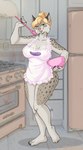 anthro clothing cooking countershading female mature_female solo translucent translucent_clothing vkyrie cut_loose donna_sharpe felid feline lynx mammal hi_res