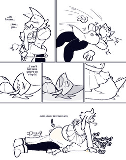 anthro belly belly_inflation biped bodily_fluids bottomwear clothed clothing crossdressing deep_throat dialogue dominant dominant_male dress eyes_closed eyewear feet female femboy floating_hands fluffy forced genital_fluids glasses horn hug inflation lying machine male male/female on_back oral oral_penetration peeing peeing_in_mouth peeing_inside penetration rape school_uniform sex shove sitting_on_another skirt swallowing swallowing_urine tail tail_motion tailwag text uniform urine urine_inflation watersports wearing_glasses ti-ling deltarune doki_doki_literature_club! team_salvato undertale_(series) ralsei tasque_manager bovid caprine darkner felid feline mammal robot comic english_text hi_res sequence