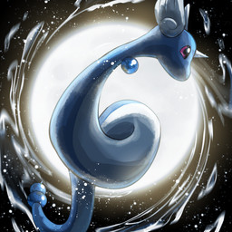 1_horn ambiguous_feral ambiguous_gender blue_body blue_tail cosmic_background feral horn light multicolored_body pink_eyes pupils serpentine snout solo tail white_body white_horn spicyichizo nintendo pokemon dragonair generation_1_pokemon pokemon_(species) 1:1 2025 absurd_res hi_res lighting shaded