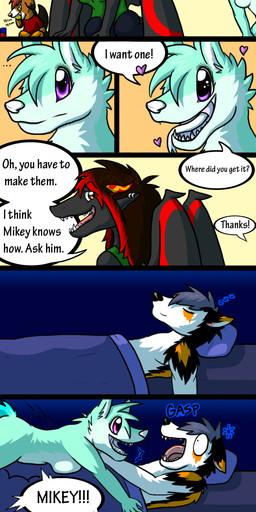 anthro bed dialogue duo female furniture heart_symbol male male/female neonate speech_bubble tail text wings young glasstalons absurd_res comic english_text hi_res long_image tall_image