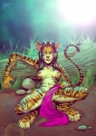 anthro breasts claws detailed_background feet female hair hindpaw long_hair looking_at_viewer nipples paws smile solo spread_legs spreading tail nolaf felid mammal pantherine tiger 2009 hi_res