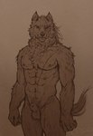 abs animal_genitalia anthro balls fangs flaccid fur genitals looking_at_viewer male muscular muscular_anthro muscular_male neck_tuft nipples nude pecs penis scar sheath solo standing teeth tuft s_anima elden_ring fromsoftware blaidd_(elden_ring) canid canine canis mammal wolf 2022 hi_res portrait sketch three-quarter_portrait