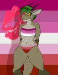 2019 absurd_res anthro breasts clothing demon digital_media_(artwork) dragon female hair hi_res horn hybrid lesbian_pride_colors lgbt_pride lipstick_lesbian_pride_colors mythological_creature mythological_scalie mythology navel non-mammal_breasts panties pink_lesbian_pride_colors pride_color_background pride_color_clothing pride_color_topwear pride_color_underwear pride_colors scalie simple_background smile solo standing sylvanedadeer tail topwear underwear wingless_dragon