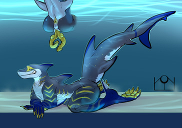 2_penises after_transformation animal_genitalia anthro anus blue_eyes fin genital_slit genitals gills knot knotted_penis looking_at_viewer male multi_genitalia multi_penis penis shark_tail side_view slit_penis solo striped_body stripes teeth_showing underwater water yellow_anus yellow_knot yellow_multi_penis yellow_penis errokioslem aquatic fish shark alpha_channel full-length_portrait portrait