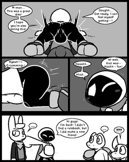 2_horns anthro anthro_penetrated armor backsack balls big_butt bottomless bottomwear breastplate bulge butt clothed clothing cute_fangs dialogue dominant dominant_humanoid dominant_male ellipsis face_fucking fangs footwear genitals group horn humanoid_on_anthro humanoid_penetrating humanoid_penetrating_anthro irrumatio jacket kerchief long_sleeves looking_away male male/male male_on_bottom male_on_top male_penetrated male_penetrating male_penetrating_male mouthless no_pupils on_bottom on_top oral pants penetration penile penis penis_in_mouth perineum question_mark robe sex shadow_sex shirt shoes shoulder_pads speech_bubble submissive submissive_anthro submissive_male teeth text thick_thighs throat_swabbing topwear umbraphilia ultilix caspar_(ultilix) leo_the_magician to-be-named-later wes_(ultilix) amphibian demon frog humanoid lagomorph leporid mammal rabbit shadow_creature 2025 comic english_text monochrome multiple_scenes