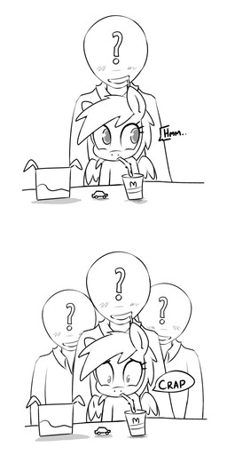 ?_face bendy_straw beverage car coin drinking_straw feathered_wings feathers female feral food group imminent_rape imminent_sex male open_mouth scared tail text vehicle wings young young_female young_feral grumblepluck friendship_is_magic happy_meal hasbro mcdonald's my_little_pony mythology anon rainbow_dash_(mlp) equid equine human mammal mythological_creature mythological_equine pegasus 2012 absurd_res comic hi_res long_image monochrome tall_image