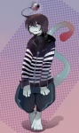 4_toes alternative_fashion anthro barefoot biped blue_eyes bottomwear clothing emo eyewear feet glasses jacket kemono male pants solo standing tail toes topwear kiki-uma monster 2011 digital_media_(artwork) digital_painting_(artwork) painting_(artwork)