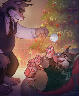 5_fingers anthro christmas_tree claws duo fingers holidays humanoid_hands male pawpads pink_nose pink_pawpads plant tree yuebanjiuri christmas disney zootopia milton_lynxley pawbert_lynxley canada_lynx felid feline lynx mammal 2025 colored hi_res signature father_(lore) father_and_child_(lore) father_and_son_(lore) parent_(lore) parent_and_child_(lore) parent_and_son_(lore) son_(lore)