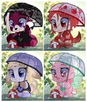 2022 ailurid alternative_fashion animal_humanoid animate_inanimate anthro bear blonde_hair chibi crescent_moon facial_scar fairy female female_anthro female_humanoid ferwanwan fungus fur goth gothic_lolita hair hi_res holding_object holding_umbrella humanoid insect_wings j-fashion lagomorph leporid living_plushie lolita_(fashion) looking_down mammal moon multiple_images mushroom outside paws pink_body pink_fur plant plushie purple_eyes rabbit raining red_hair red_panda sailor_moon_(series) scar solo umbrella wings