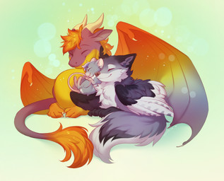 4_fingers ambiguous_gender claws eyes_closed feathers female feral finger_claws fingers fur grey_body grey_feathers grey_fur grey_tail group hair horn lying on_front orange_hair scutes simple_background smile tail trio hioshiru mythology hioshiru_(character) raynar waisy dragon enfield mammal mouse murid murine mythological_creature mythological_scalie rodent scalie 2025 digital_drawing_(artwork) digital_media_(artwork) hi_res