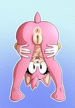 accessory anthro anus areola bent_over big_anus big_butt black_nose blue_background bracelet breasts butt clothing eyelashes feet female fur genitals gloves gloves_only hair hair_accessory hairband handwear handwear_only head_tuft jewelry looking_at_viewer looking_back looking_back_at_viewer looking_through looking_through_legs looking_through_legs_at_viewer medium_breasts mostly_nude navel nipples nude open_mouth open_smile pattern_background pink_areola pink_body pink_fur pink_hair pink_nipples simple_background smile solo tan_body tan_fur thick_thighs tuft vulva white_clothing white_gloves white_handwear wide_hips xenrevv sega sonic_the_hedgehog_(series) amy_rose eulipotyphlan hedgehog mammal hi_res