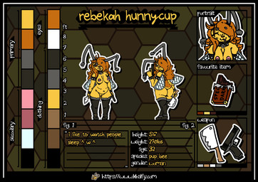 antennae_(anatomy) anthro areola armband bangs barbell_piercing bedroom_eyes big_breasts black_eyeshadow blush boots bracelet breasts butt cleaver_(knife) clothing collar cutlery eyelashes eyeshadow female footwear fur genitals glistening_eyelids gun hair hair_over_eye half-closed_eyes handgun high_heeled_boots high_heels holding_gun holding_object holding_ranged_weapon holding_weapon jewelry kitchen_knife kitchen_utensils knife legwear long_eyelashes looking_at_viewer makeup narrowed_eyes nipple_dip nipple_piercing nipples nude nude_anthro nude_female piercing ranged_weapon seductive shoes simple_background smile solo spiked_armband spiked_bracelet spiked_collar spikes standing tail text thick_thighs thigh_boots thigh_highs tools weapon wings yellow_body khalfy_kun rebekah_(khalfy_kun) arthropod bee hymenopteran insect mammal pup_bee absurd_res digital_media_(artwork) english_text hi_res model_sheet