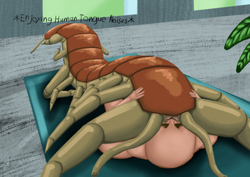 anal antennae_(anatomy) anthro anus bald bestiality butt carpet cunnilingus duo facesitting female female_on_human female_on_top feral feral_on_top genitals human_on_bottom human_on_feral insectophilia interspecies larger_female larger_feral male male/female male_on_bottom male_on_feral multi_leg multi_limb nude on_bottom on_top oral plant segmented_body sex simple_background sitting_on_another size_difference smaller_human smaller_male tan_body text vaginal worldeaterart arthropod centipede human insect mammal myriapod absurd_res digital_media_(artwork) english_text hi_res