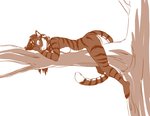 anthro branch breasts feet female fur hair long_hair lying nude on_front plant simple_background solo striped_body striped_fur stripes text toeless_(marking) tree white_background thetiedtigress elis_(boxofkittens) felid mammal pantherine tiger digital_media_(artwork) monochrome url