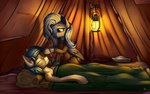 caressing_head caring dirty_face duo female feral lamp looking_at_another male romantic romantic_ambiance sitting sleeping tent wings neko-me friendship_is_magic hasbro my_little_pony mythology fan_character equid equine horse mammal mythological_creature mythological_equine pegasus 16:10 absurd_res hi_res widescreen