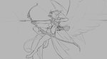 16:9 2020 anthro archery avian bow_(weapon) breasts casual_exposure clothing digital_drawing_(artwork) digital_media_(artwork) feathered_wings feathers female firing_weapon fur genitals grey_background gryphon gun holding_gun holding_object holding_ranged_weapon holding_weapon mammal monochrome mythological_avian mythological_creature mythology nipples nude pussy ranged_weapon shooting simple_background solo watsup weapon widescreen wings