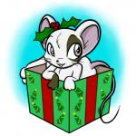 ambiguous_gender anthro blue_background box container gift grey_eyes holidays holly_(plant) in_box in_container plant simple_background solo white_background muniversalarts christmas antonya_flynn mammal mouse murid murine rodent 1:1