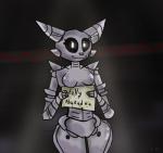 5_fingers anthro black_sclera breasts endoskeleton female fingers genitals glowing glowing_eyes grey_nipples grey_nose grey_pussy looking_at_viewer machine metal nipples nude pussy simple_background smile solo text e-01 five_nights_at_freddy's scottgames wirelessa animatronic canid canine fox mammal robot 2016 digital_media_(artwork) english_text hi_res