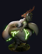 anthro belly big_belly big_breasts big_butt bone bottomwear bra breasts butt clothing female glowing glowing_body glowing_eyes green_eyes hand_on_hip horn huge_belly huge_breasts hyper hyper_belly love_handles mask morbidly_obese nipples nude obese overweight overweight_female plant runes skull skull_head skull_mask solo underwear schluesselmeister kaeldar canid canine elemental_creature flora_fauna mammal 2024 3d_(artwork) 3d_animation animated blender_(artwork) digital_media_(artwork) no_sound short_playtime turntable_(animation) webm