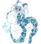 anthro big_breasts blue_eyes breasts curvy_figure female fluffy fur hair heart_(marking) heart_spots huge_breasts kemono markings solo spots spotted_body spotted_fur standing white_hair wide_hips tai_tai_kun unya_(tai_tai_kun) felid mammal pantherine snow_leopard