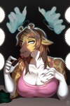 anthro breasts female lips lipstick makeup solo blackrabbitshone vebril ghost giraffe giraffid mammal spirit absurd_res hi_res herm_(lore)